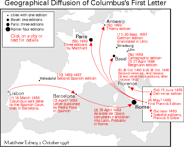 map of diffusion of Columbus letter